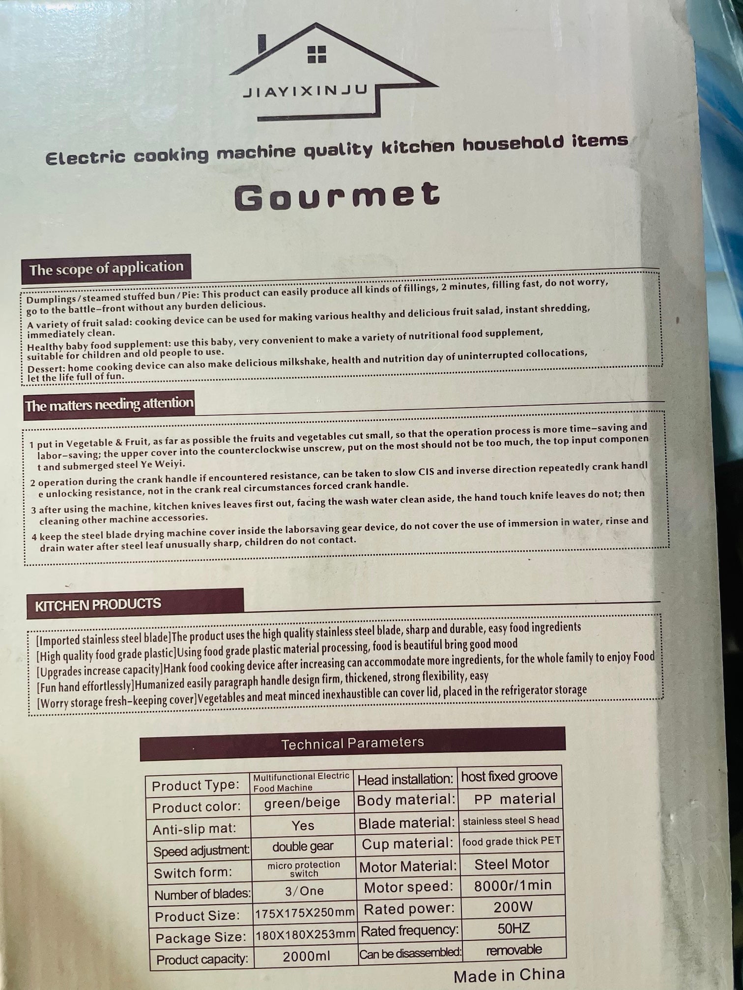 Hachoir/Robot Culinaire Électrique Compact Jiayixinju - Machine de Cuisson Polyvalente Gourmet