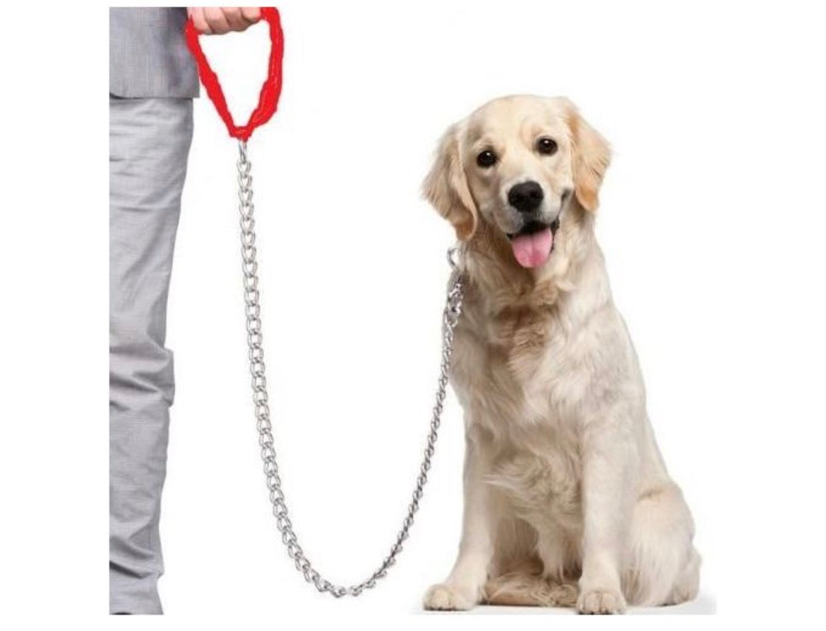 Laisse Chaîne pour Chien - 1,5 Mètre - Poignée Confort & Chaîne Haute Résistance