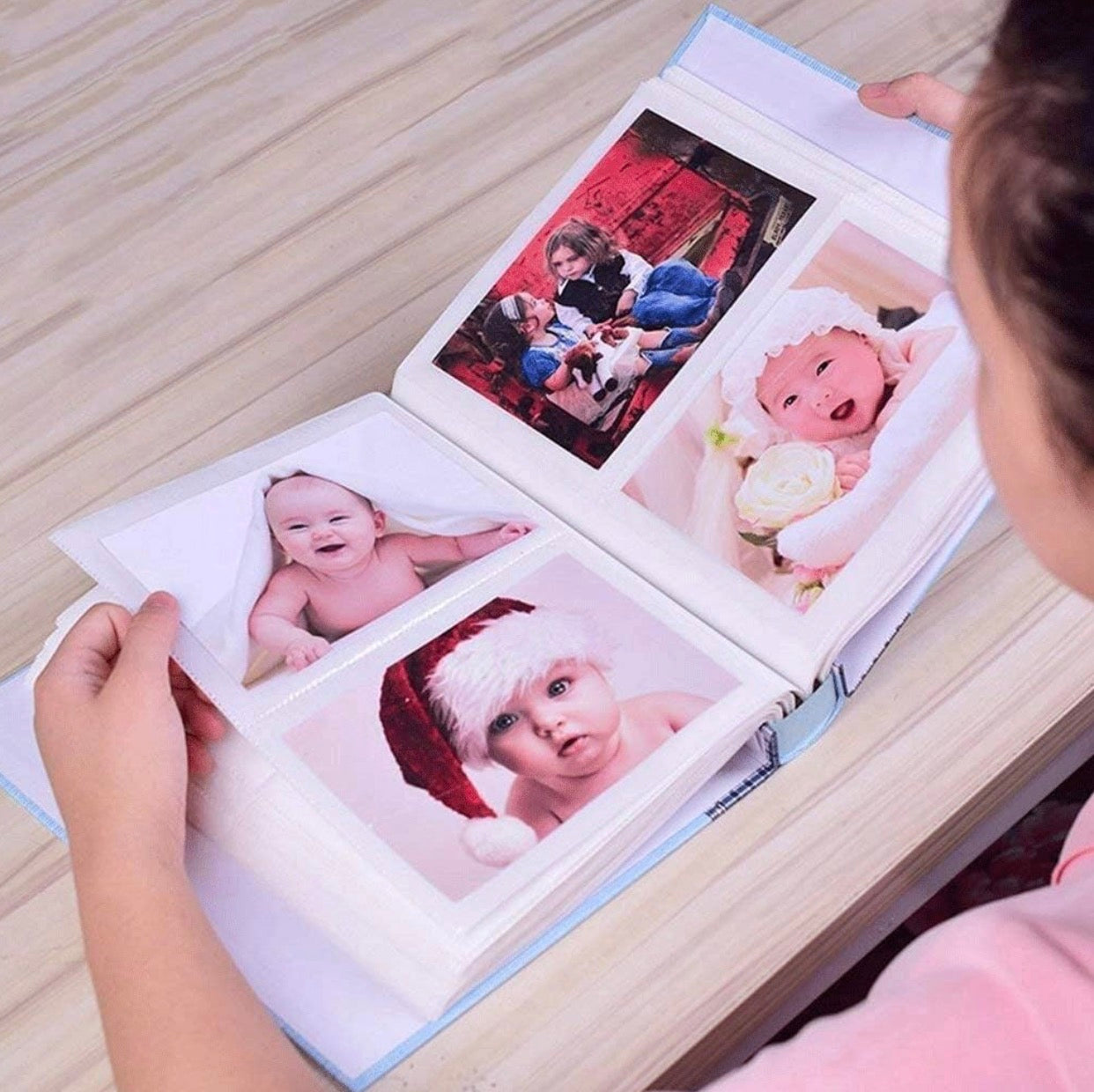 Album Photo de Luxe "Voyage & Mémoire" - 80 Pages - Reliure Spirale et Couverture Rigide Effet Bois