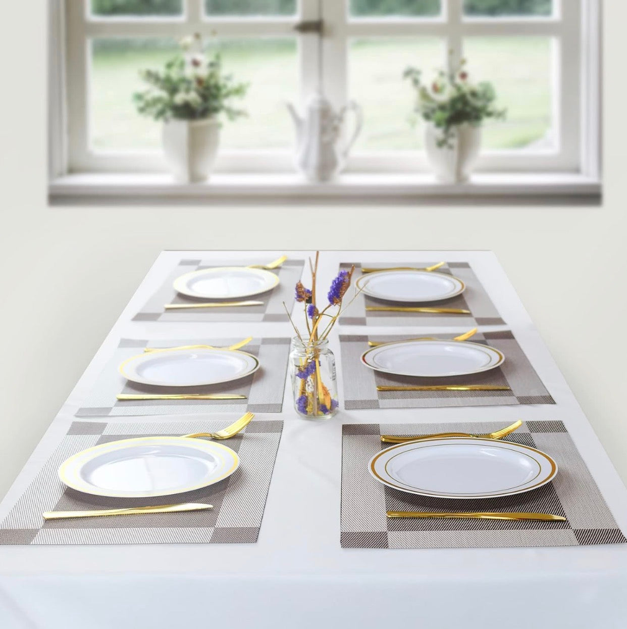 Lot de 12 Sets de Table en PVC Tissé – Design Moderne & Entretien Facile