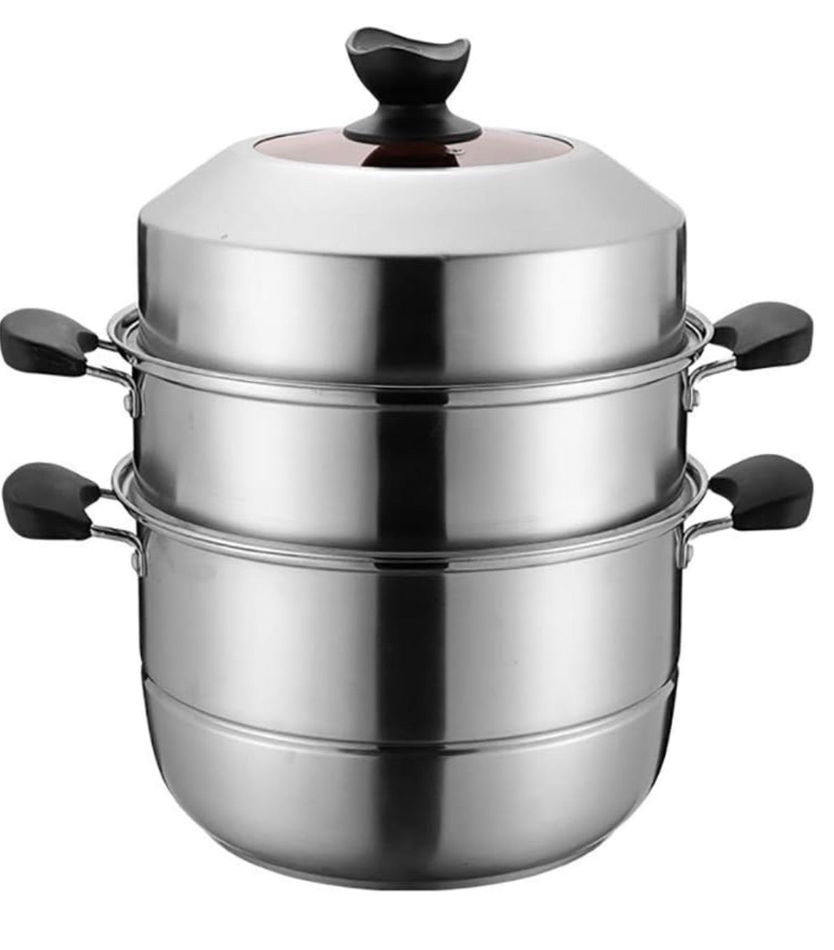 Autocuiseur Vapeur Jinzhen 34cm en Acier Inoxydable Épais - 2 Niveaux