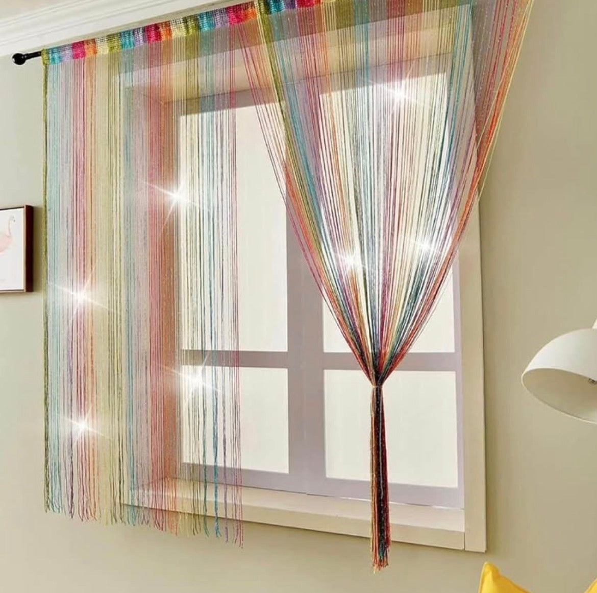 Rideau de fils arc-en-ciel multicolore – Décoration de fenêtre élégante et moderne