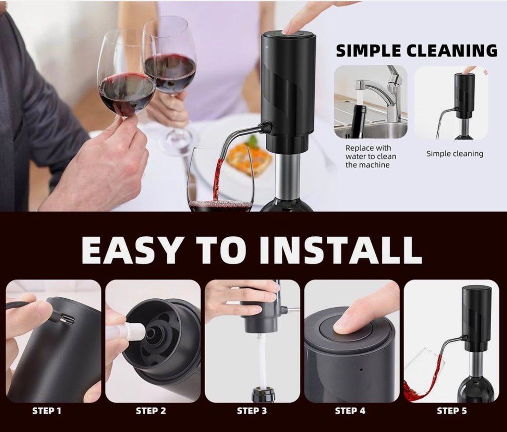 Aérateur et Distributeur de Vin Électrique Rechargeable - Améliorez Votre Dégustation Instantanément